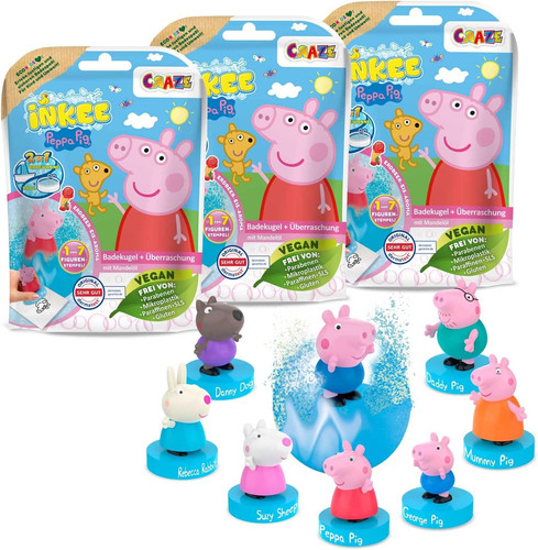 Inkee peppa pig badekugeln - 3x,